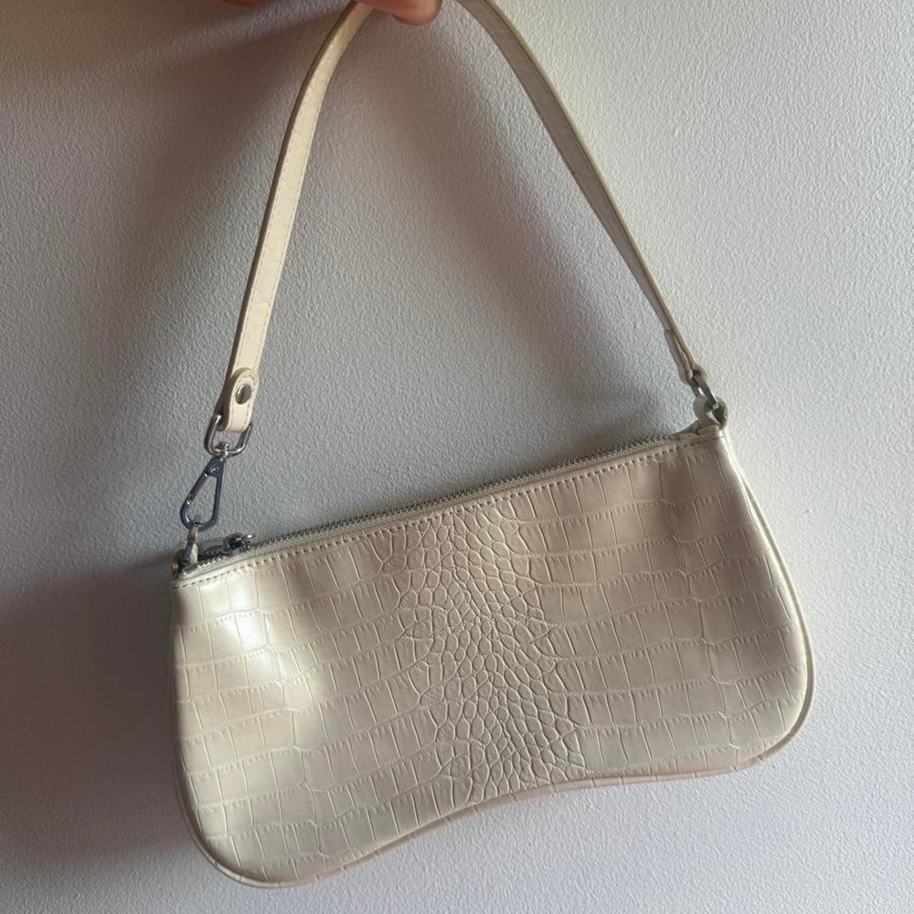 JW PEI cream crocodile textured mini purse